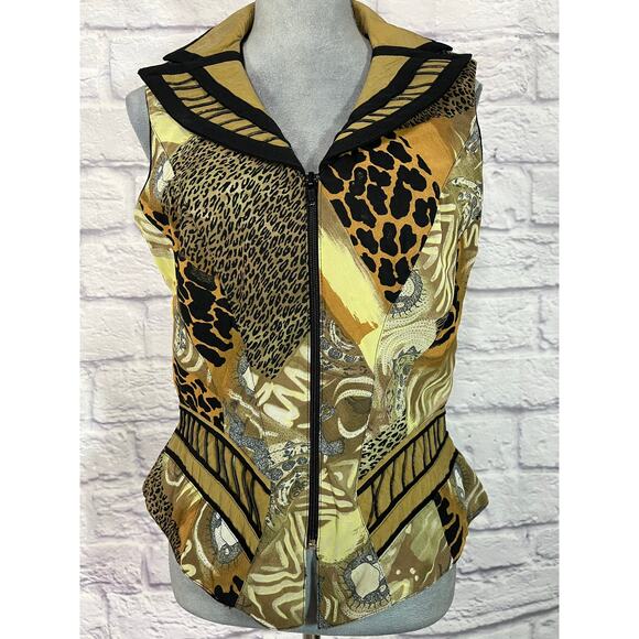 Vintage Y2K Mobwife Cache Animal Print Patchwork Vest - Picture 1 of 10